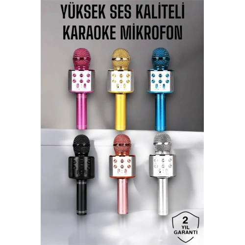 Karaoke Mikrofon Bluetooth Usb Aux Girişli 25 Cm Eğlence