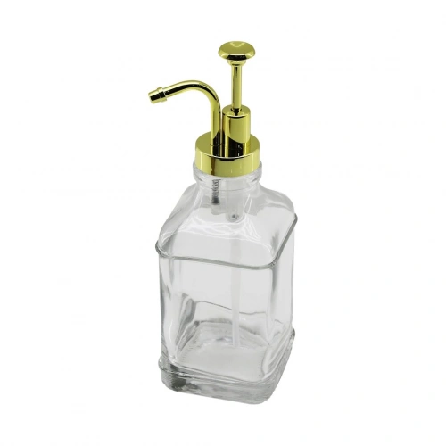 KARE CAM ŞİŞE - ŞEFFAF SIVI SABUNLUK 500ML POMPA - MUSLUK AYRIK MODEL BAŞLI (5365)