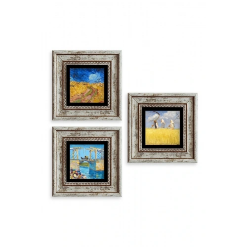Kasaba 3 lü Set Çerçeveli Taş Tablo 20 cm