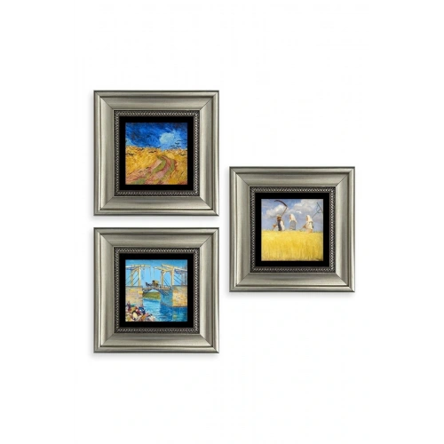 Kasaba 3 lü Set Çerçeveli Taş Tablo 20 cm