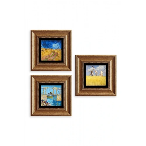 Kasaba 3 lü Set Çerçeveli Taş Tablo 20 cm
