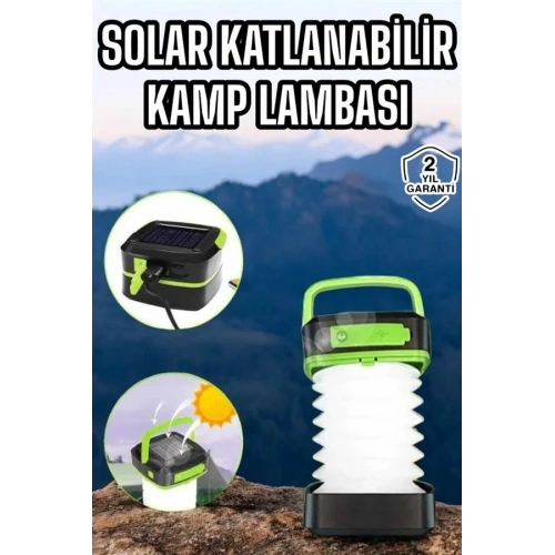 Katlanabilir Güneş Enerjili Led Lamba Usb Şarjlı