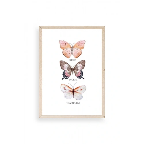 Kelebekler Ahşap Çerçeveli Tablo 50 x 70