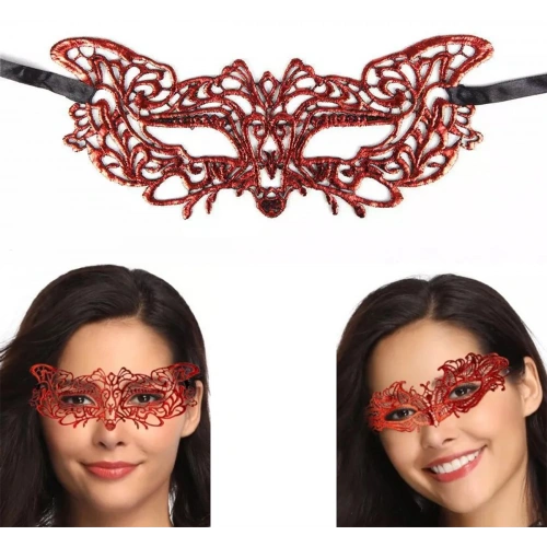 Kırmızı Dantel Masquerade Maskesi 9 No