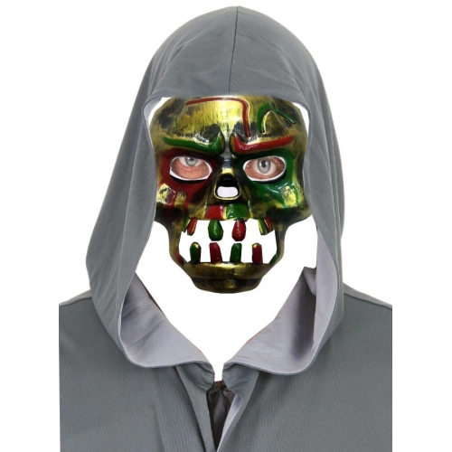 Kırmızı Kanlı Dişli Dracula Kafatası Maskesi Altın Renk (5365)