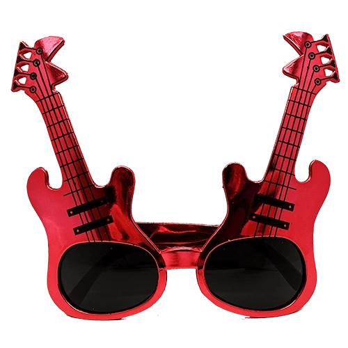 Kırmızı Renk Rockn Roll Gitar Şekilli Parti Gözlüğü 15x15 cm (5365)