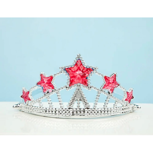 Kırmızı Yıldız Taşlı Plastik Kraliçe Prenses Elsa Tacı Çocuk Boy (5365)