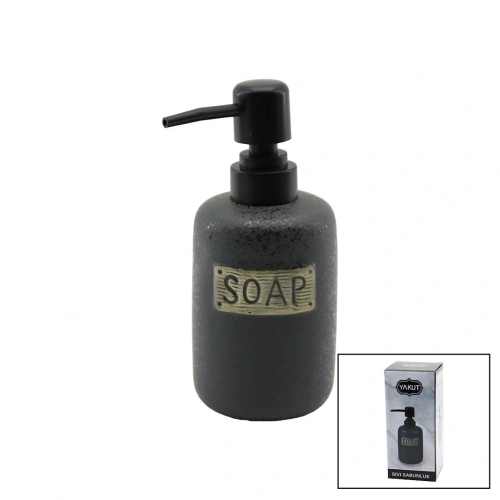 KISA ANTRASİT GRİ - MAT DESEN SERAMİK SIVI SABUNLUK (5365)