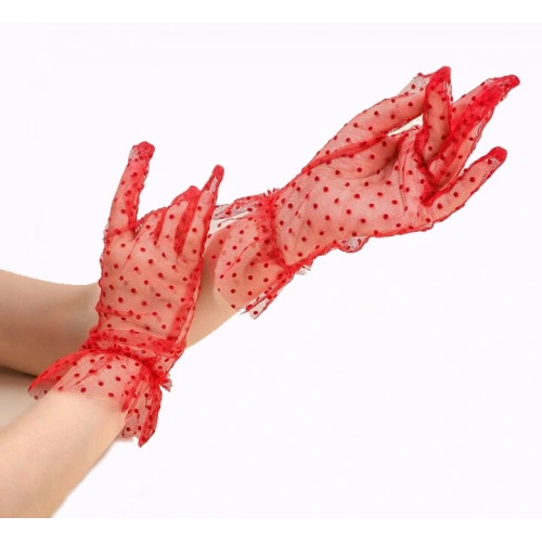 Short Length Lycra Lace Adult Tulle Gloves