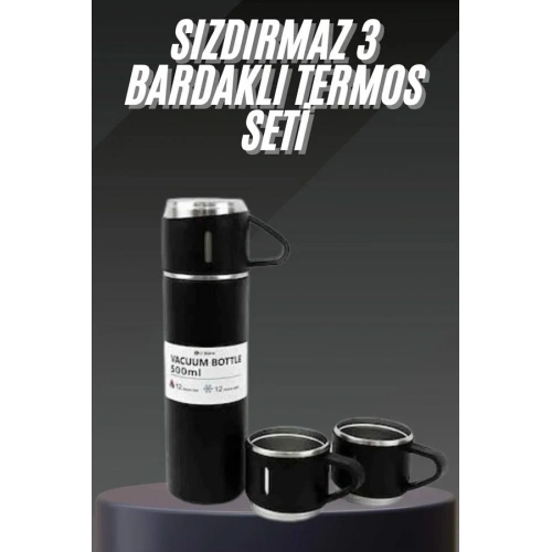 Kompakt Termos Seti 500 Ml 3 Bardaklı Vakumlu Kullanım