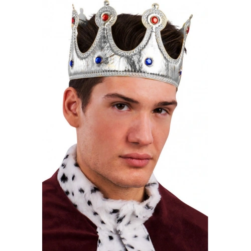 King Crown Silver Color Fabric Material Adult Size