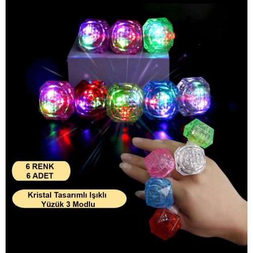 Kristal LED Parti Yüzük Seti (6'lı) (5365)