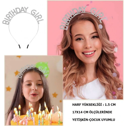 Crystal Stone Silver Birthday Girl Party Crown
