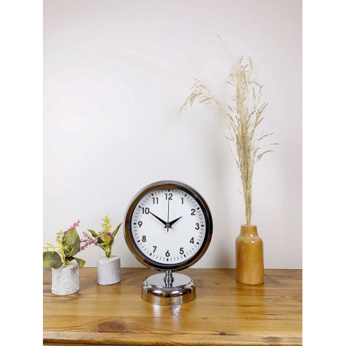 Krom Metal Lüks Masa Saati 25×20 cm