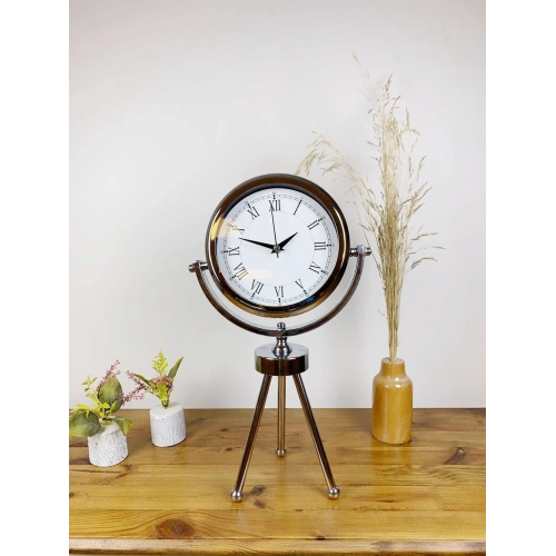 Krom Metal Mini Tripod Retro Masa Saati 45×26 cm