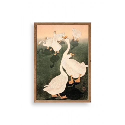 Kuğular Ahşap Çerçeveli Tablo 50 x 70