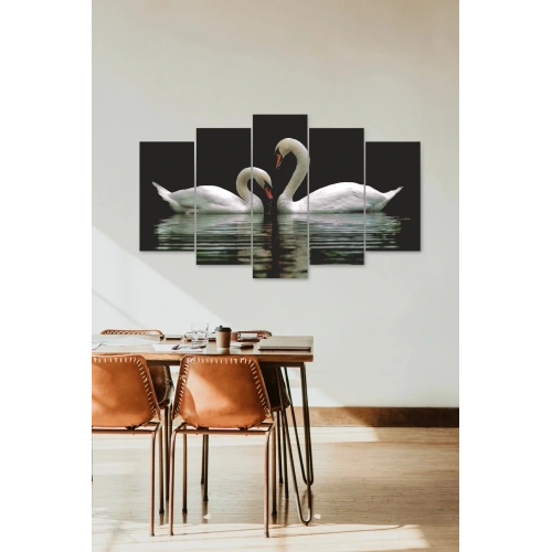 Kuğular Aşk 5 Parçalı Mdf Tablo 60 x 100