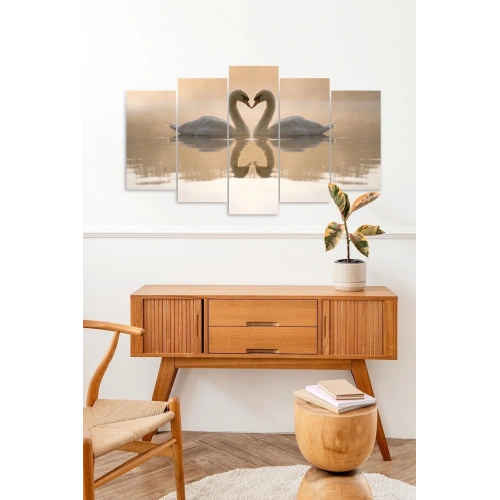 Kuğular Aşk 5 Parçalı Mdf Tablo 60 x 100