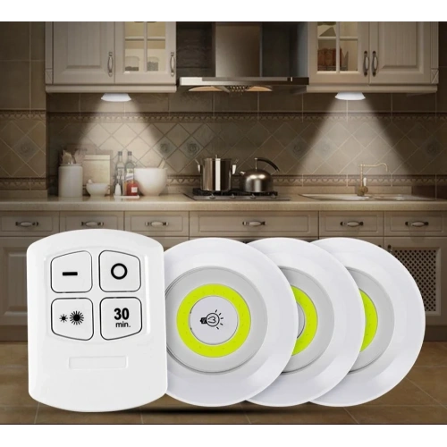 Kumandalı Led Spot Lamba 3lü Set Yapışkanlı