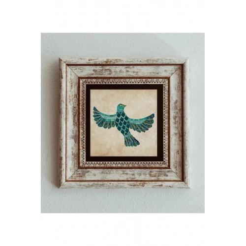 Kuş Çerçeveli Taş Tablo , Çerçeveli Taş Duvar Dekoru 20 cm