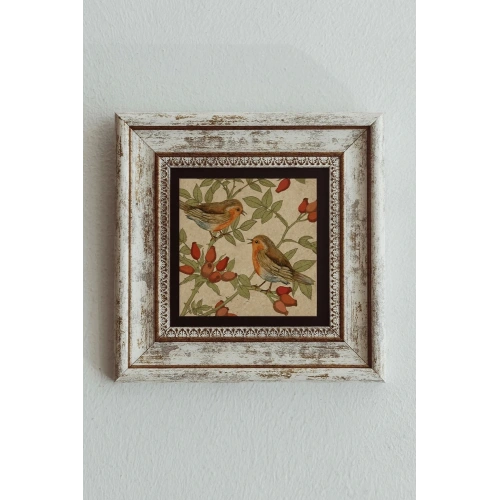 Kuş Çerçeveli Taş Tablo , Çerçeveli Taş Duvar Dekoru - Enkcrcvtbl-00091 20 cm