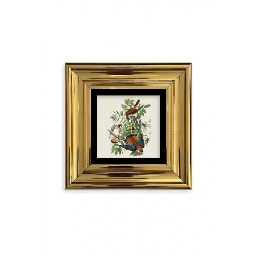 Kuş ve Yapraklar Çerçeveli Taş Tablo 20 cm