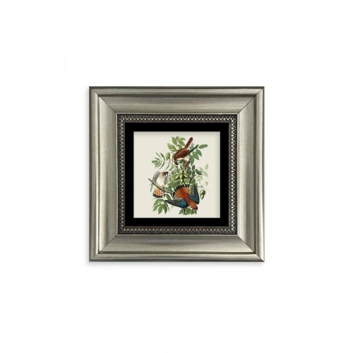 Kuş ve Yapraklar Çerçeveli Taş Tablo 20 cm