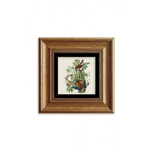 Kuş ve Yapraklar Çerçeveli Taş Tablo 20 cm