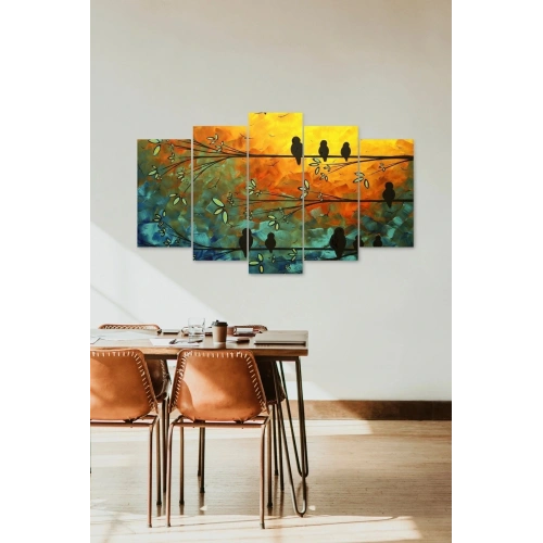 Kuşlar 5 Parçalı Mdf Tablo 60 x 100