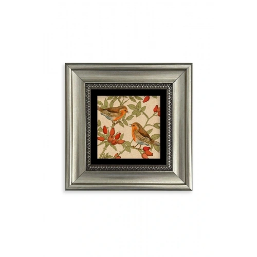 Kuşlar Çerçeveli Taş Tablo 20 cm