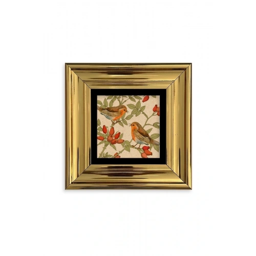 Kuşlar Çerçeveli Taş Tablo 20 cm