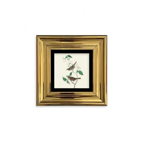 Kuşlar ve Ağaç Çerçeveli Taş Tablo 20 cm