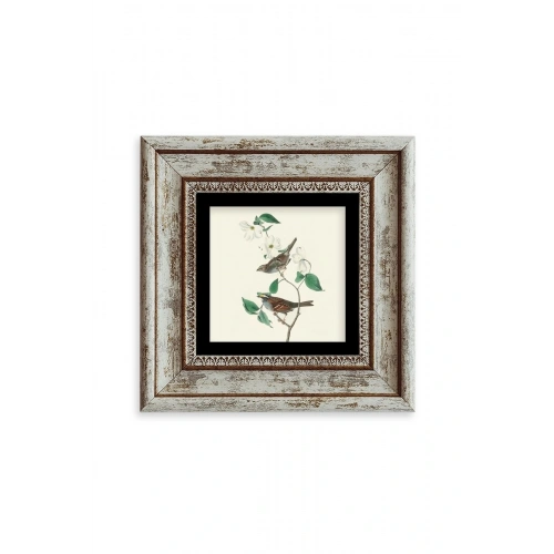 Kuşlar ve Ağaç Çerçeveli Taş Tablo 20 cm