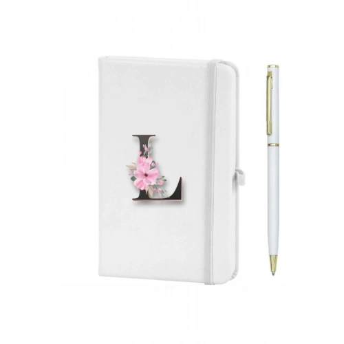 L Harfi Çiçek Desen Baskılı Defter