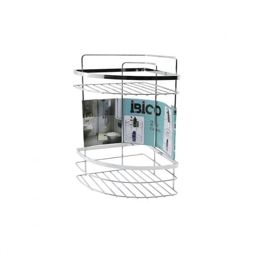 LAMALI   2 KATLI - ÜÇGEN   KROM   METAL  BANYO KÖŞELİK - DUŞKABİN RAF (5365)