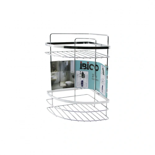 LAMALI   2 KATLI - ÜÇGEN   KROM   METAL  BANYO KÖŞELİK - DUŞKABİN RAF (5365)