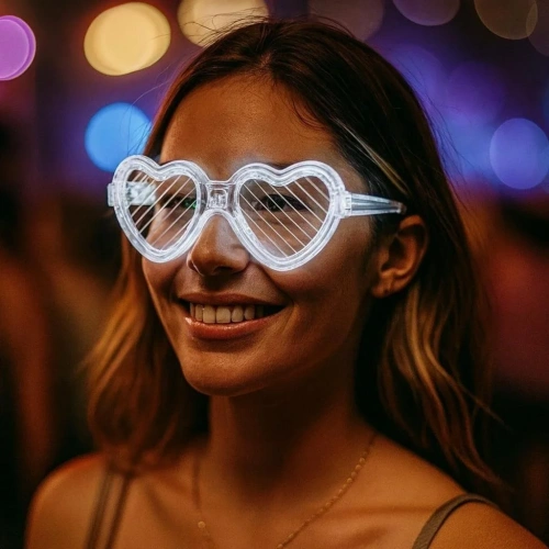 Led Işıklı Kalp Gözlük 3 Modlu Parti Aksesuarı