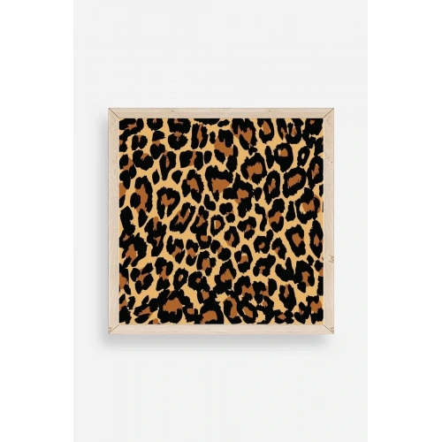 Leopar Deseni Ahşap Çerçeveli Tablo 23 x 23