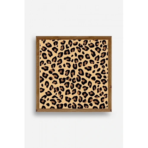 Leopar Deseni Ahşap Çerçeveli Tablo 42 x 42