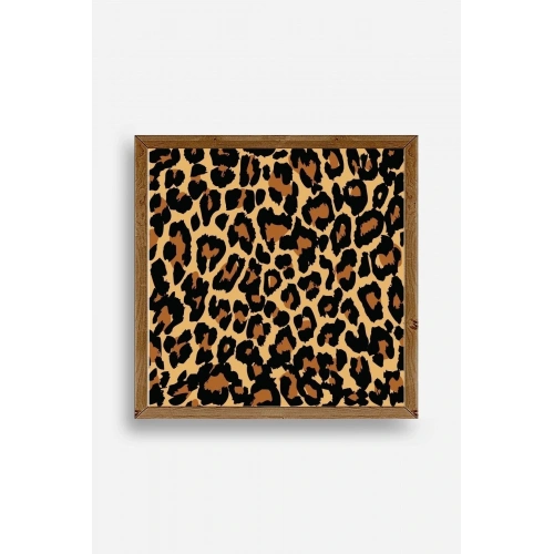 Leopar Deseni Ahşap Çerçeveli Tablo 50 x 50