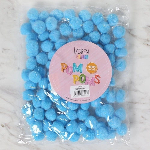 LOREN CRAFTS 2 CM 100 PCS BLUE POMPOM