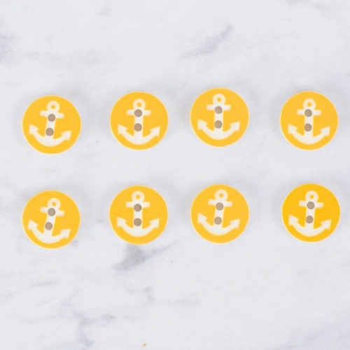 Loren Crafts 8 li Çapa Sarı Düğme - 0432