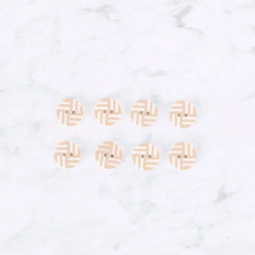 Loren Crafts 8 li Çizgili Bej Rengi Düğme - 0297