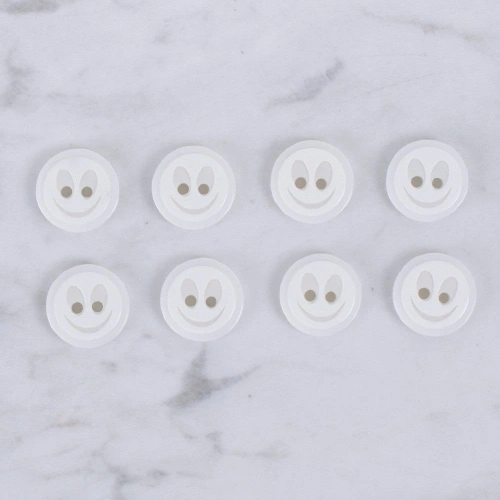 Loren Crafts 8 li Gülen Yüz Beyaz Düğme - 0611