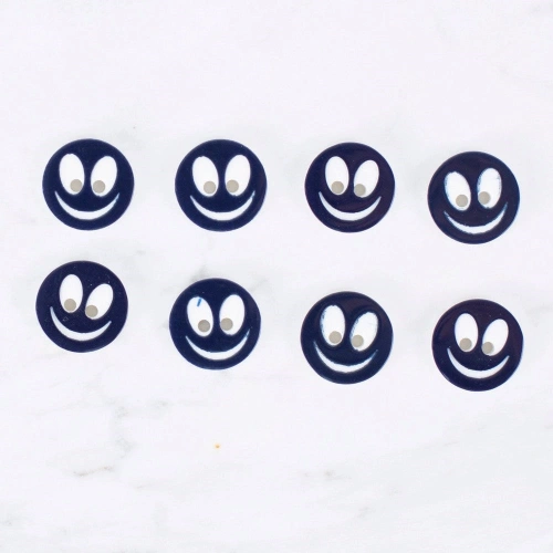 Loren Crafts 8 li Gülen Yüz Siyah Düğme - 0522