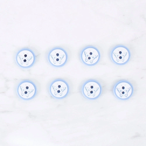 Loren Crafts 8 li Kelebek Mavi Düğme - 0513