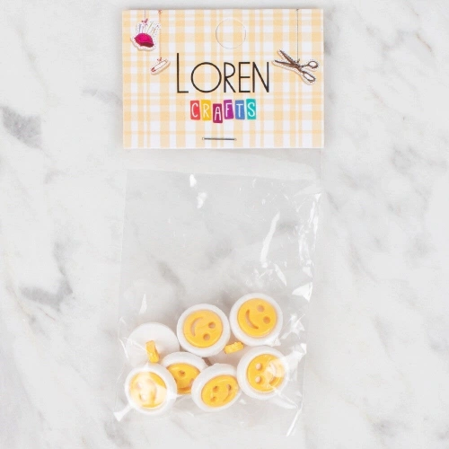 Loren Crafts 8 li Koyu Sarı Gülen Yüz Düğme - 631