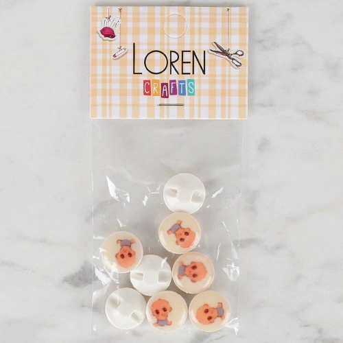 Loren Crafts 8 li Krem Bebek Düğme - 673