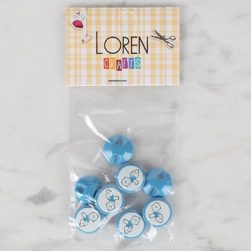 Loren Crafts 8 li Mavi Bebek Düğme - 370