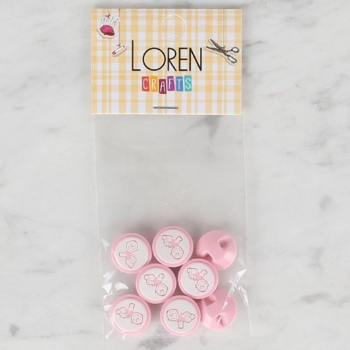 Loren Crafts 8 li Pembe Bebek Düğme - 376